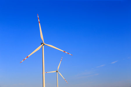 Windmill in the blue sky backgroundの写真素材