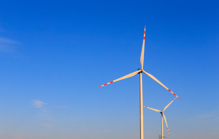 Windmill in the blue sky backgroundの写真素材