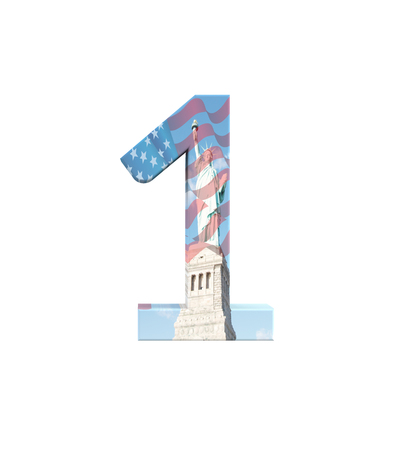3D rendering Font New York City number 1