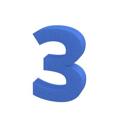 3D rendering  Font Plastic large spark erosion blue number 3の写真素材