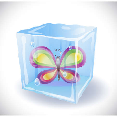 Ice cube with butterflyのイラスト素材