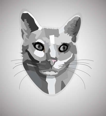 Pop art grayscale cat  Illustration 10 versionのイラスト素材