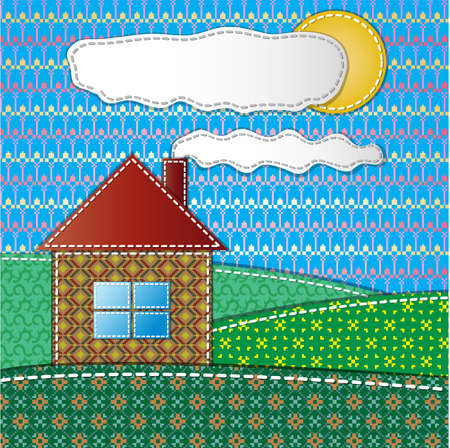 Colorful scrapbook with house  Illustration 10 versionのイラスト素材