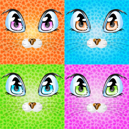 Set with colorful cats. Illustration 10 versionのイラスト素材