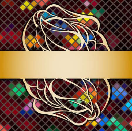 Vector illustration with mosaic and ribbon. Illustration 10 versionのイラスト素材