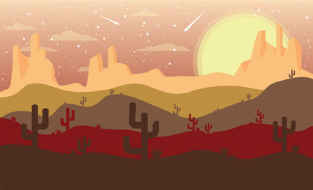 Desert background with cactus. Illustration 10 versionのイラスト素材