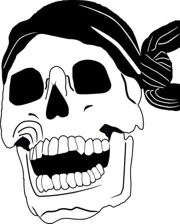 Black-and-white piracy skull with a bandageのイラスト素材