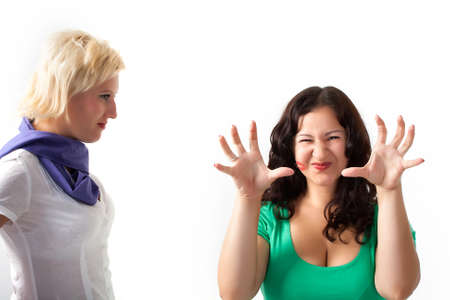 Two women, one frightens youの写真素材