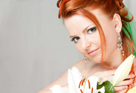 Penetrating glance of the beautiful girlの写真素材