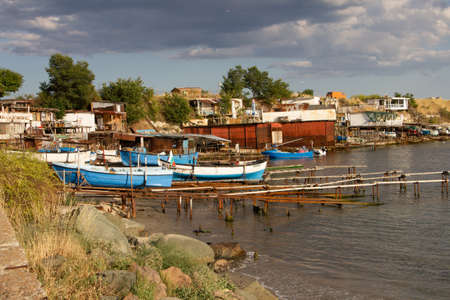Old fishing pier on the Bulgarian coastの写真素材