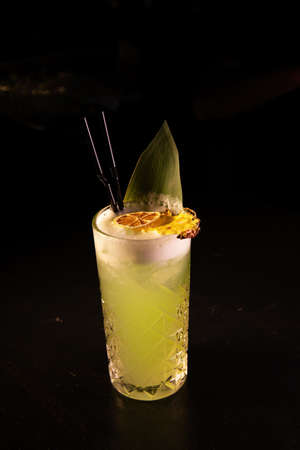 colourful coctail on the black backgroundの写真素材