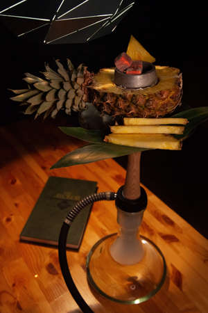 Hookah or shisha hot coals, dark black smokeの写真素材