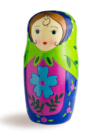 Russian toy matrioska isolated on white backgroundの写真素材