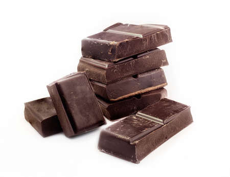 Chocolate chunks isolated against a white