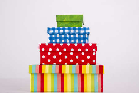 Gift boxes in front of white background