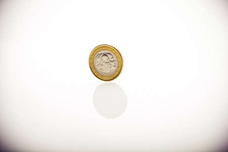 one Monaco Euro Coin on white Backgroundの写真素材
