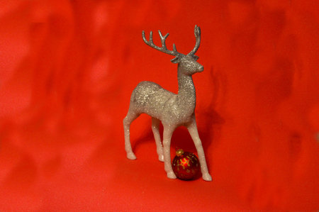 Preparation for New Year and Christmas greeting cards with a deerの写真素材