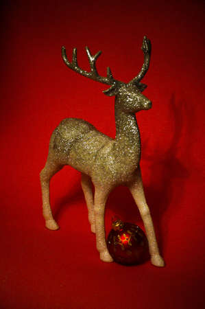 Preparation for New Year and Christmas greeting cards with a deerの写真素材