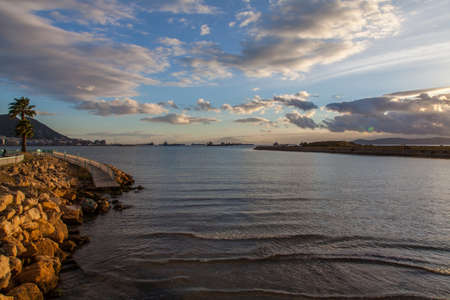 Strait of Gibraltar at Duskの写真素材