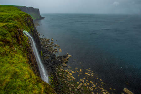 Kilt rock waterfall in scotland isle of skyの写真素材