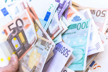 lots of  euro money banknotes financial Saving cashの写真素材