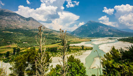 River Valley and Mountains  Landscape Albania Tepelena Countrysideの写真素材