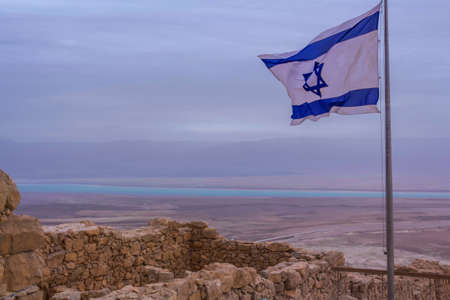 Mezada Herodes Fortress  National park  Landscape Israel and dead sea coastTravel Israelの写真素材