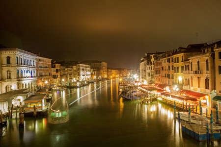 venice Grand Canal  at night view from the rialto bridge long exposure Travel Italyの写真素材