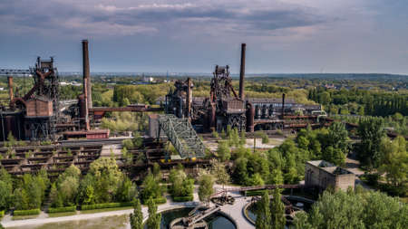 Landscape of the Landschaftspark Duisburg North Ruhrgebiet industrial culture Germanyのeditorial素材