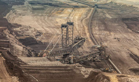 brown coal open pit Landscape Inden Germany RWE Power Industryの写真素材