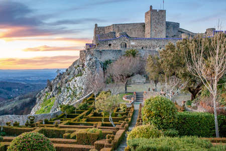The Castle Fort  of the Medieval Village Marvao in Alentejo Portugalのeditorial素材