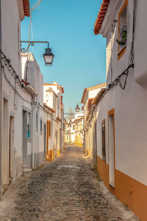 Traditional Portuguese residential  exterior Architecture in the city Evora Portugal Travel Citiesの写真素材