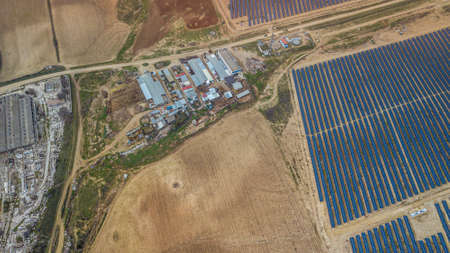 drone aerial view of the huge photovoltaic park in Guillena Andalusia Spain
