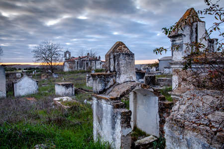 Abandoned church ruin and cemetery overgrown landscape Nature Lost Places