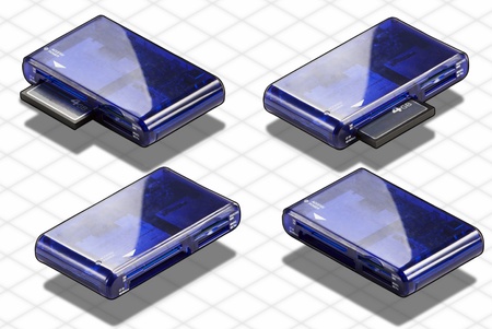 Isometric Photograph - Set of 35 in 1 Blue Card Reader isolated on whiteの写真素材