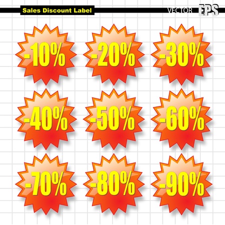 Set of nine Star shape label used to show the discount on the article in sale for price listのイラスト素材