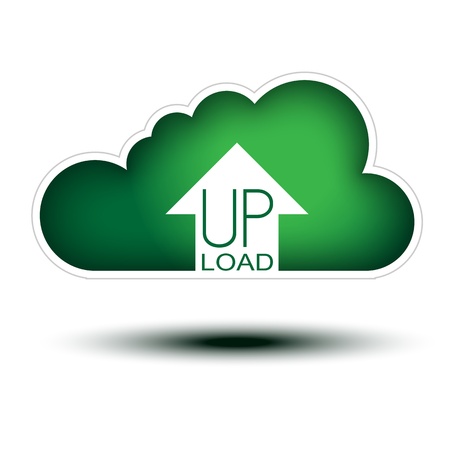 Green Cloud Button Concept for Uploading  Cloud Icon on white background, concept button full sized with an arrow icon to uoload stuffsのイラスト素材