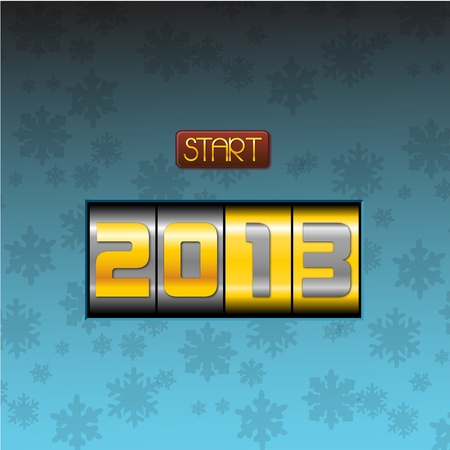 Push to start 2013 year elegant blue background  have a new year pushing the botton, happy 2013, start the twothousandthirteen elegant blue backgroundのイラスト素材