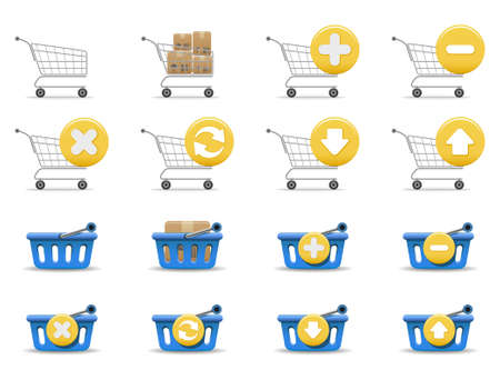 Shopping carts and baskets のイラスト素材