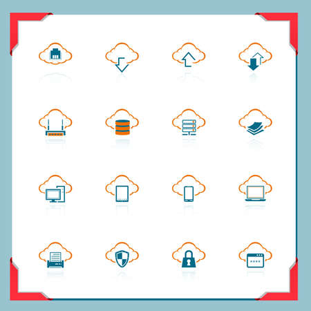 Cloud computin icons | In a frame seriesのイラスト素材