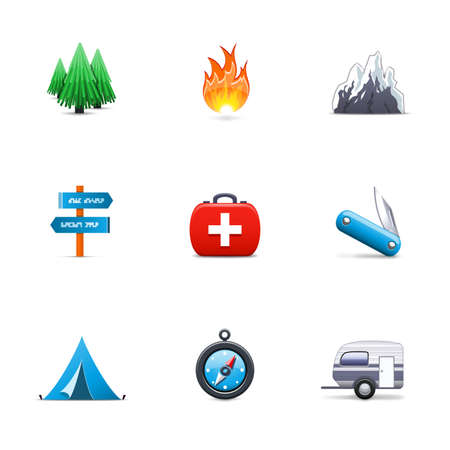 Camping iconsのイラスト素材