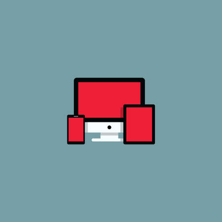 Computer, smartphone and tablet flat iconsのイラスト素材