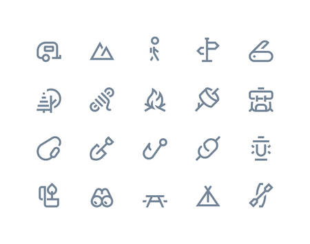 Camping icons set. Line seriesのイラスト素材