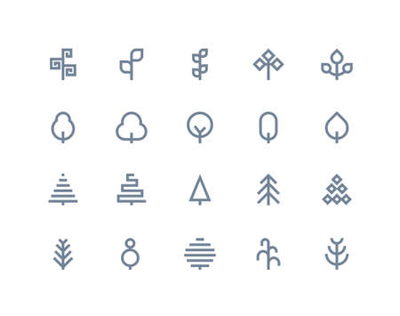 Tree icons set. Line seriesの写真素材