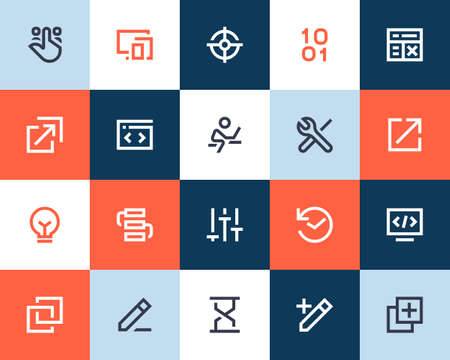 Developing and programing icons. Flat styleのイラスト素材
