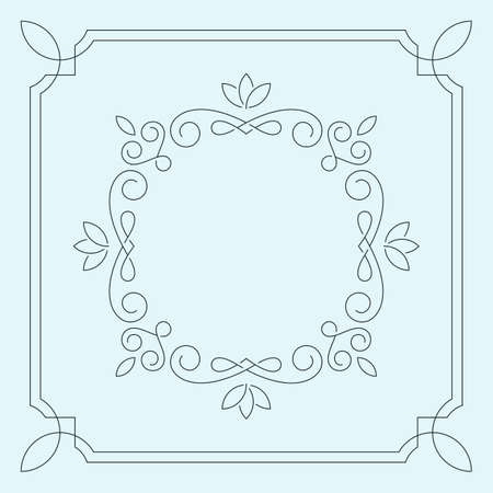 Floral frame monogram. Vintage emblemのイラスト素材