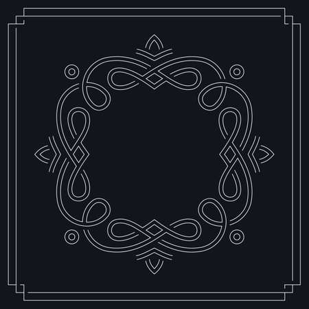 Floral frame template double lineのイラスト素材