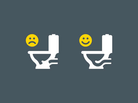 Clogged and unclogged toilet signs