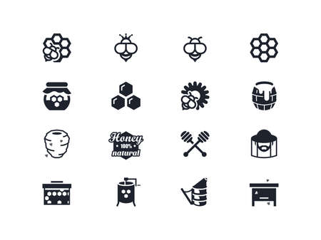 Beekeeping icons set. Lyra seriesのイラスト素材