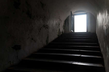 Silhouette inside of a tunnelの写真素材